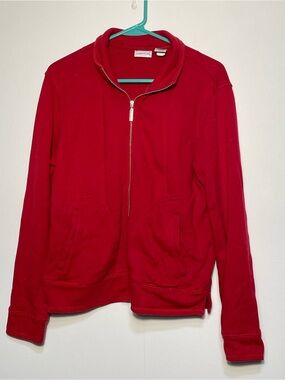 Red Full-Zip Casual Jacket